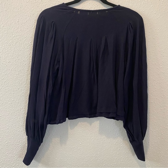 NWT Free People Indigo Billie Ribbed Blouson Sleeve Top Sz. XS - Picture 4 of 6